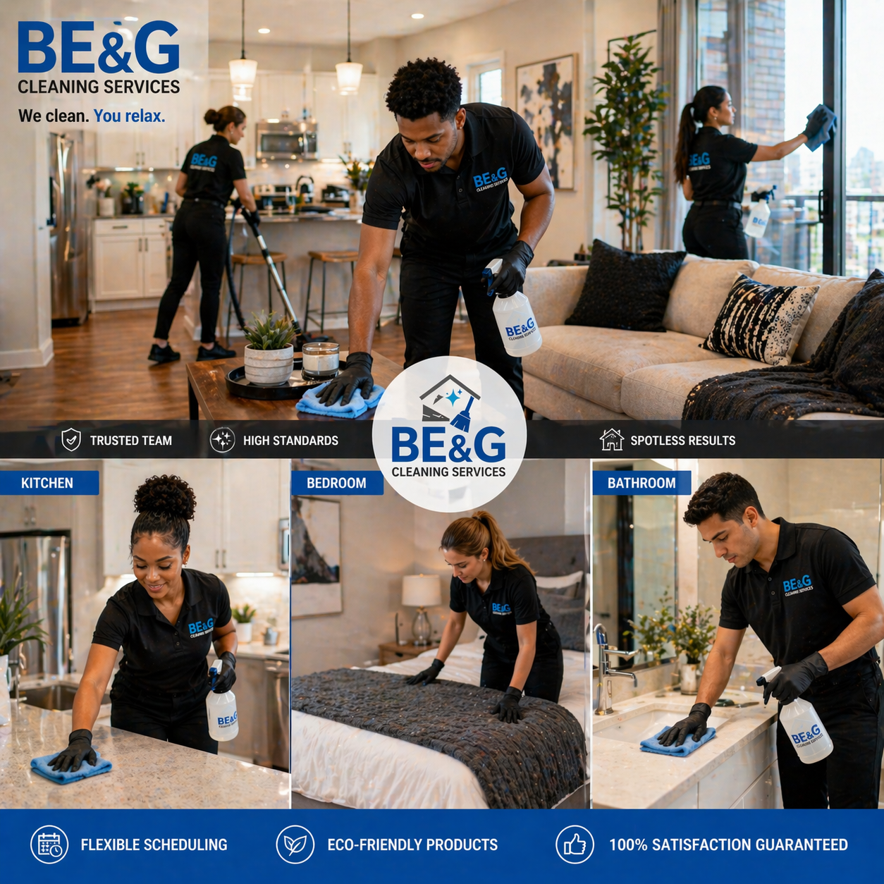 BE&G cleaning services collage